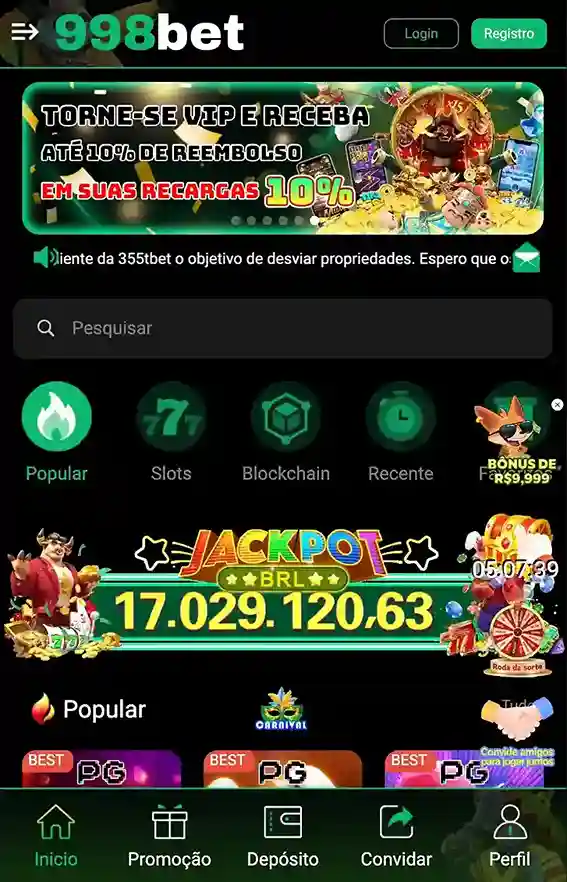 Tela de download do aplicativo 998BET