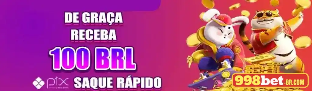 Cartão de presente com R$100 em destaque no 998BET cassino.