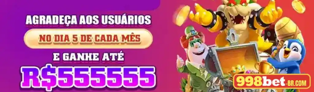 Confetes e prêmios em dinheiro celebrando a promoção do dia 5 no 998BET.